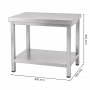 Table inox centrale 800 x 600 mm avec étagère basse et pieds réglables