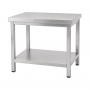 Table inox centrale 800 x 600 mm avec étagère basse et pieds réglables