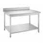 Table inox adossée 1600 x 600 mm avec tablette inférieure et pieds réglables