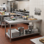 Table inox professionnelle Adossée - 2000 x 600 mm