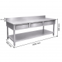 Table inox 2000 x 600 adossée avec 3 tiroirs