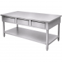 Table inox 1600 x 700 mm centrale avec 3 tiroirs