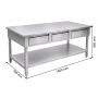 Table inox 1600 x 700 mm centrale avec 3 tiroirs