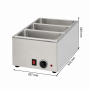 Bain-marie électrique sans robinet de vidange avec 3 bacs GN 1/3