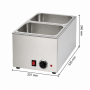 Bain-marie électrique sans robinet de vidange avec 2 bacs GN 1/2