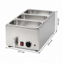 Bain-marie électrique avec robinet de vidange avec 3 bacs GN 1/3