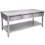 Table inox 2000 x 700 mm centrale avec 3 tiroirs