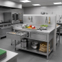 Table inox 1000 x 700 mm adossée avec 2 tiroirs
