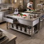 Table inox 1400 x 700 mm adossée avec 2 tiroirs