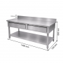 Table inox 1400 x 700 mm adossée avec 2 tiroirs