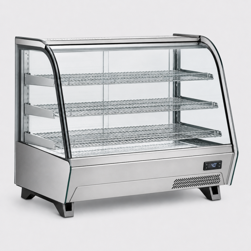 Vitrine chauffante étagères ajustables - INOX - 160L