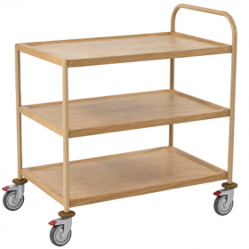 Chariot de Service Imitation Bois - 3 Plateaux et 1 Arceau