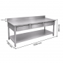 Table inox 2000 x 700 adossée avec 3 tiroirs