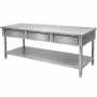 Table inox 2000 x 600 centrale avec 3 tiroirs
