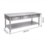 Table inox 2000 x 600 centrale avec 3 tiroirs