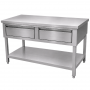 Table inox 1000 x 700 centrale avec 2 tiroirs