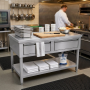 Table inox 1000 x 700 centrale avec 2 tiroirs
