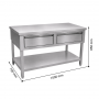 Table inox 1000 x 700 centrale avec 2 tiroirs