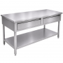 Table inox 1200 x 700 centrale avec 2 tiroirs