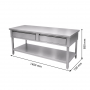 Table inox 1400 x 700 centrale avec 2 tiroirs