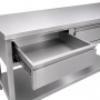 Table inox 1400 x 700 centrale avec 2 tiroirs