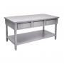 Table inox 1800 x 700 centrale avec 3 tiroirs