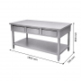 Table inox 1800 x 700 centrale avec 3 tiroirs