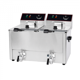 Friteuse électrique avec vanne de vidange - 2 x 6 Litres
