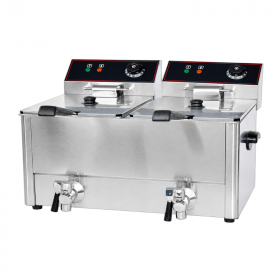 Friteuse électrique avec vanne de vidange - 2 x 8 Litres