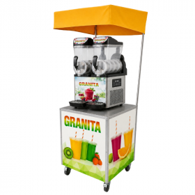 Machine à granita 2 x 15 L sur chariot avec parasol