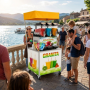 Machine à granita 3 x 15 L sur chariot avec parasol