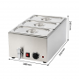 Bain-marie électrique avec robinet de vidange avec 3 bacs GN 1/3 et couvercles