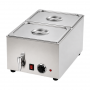 Bain-marie électrique avec robinet de vidange avec 2 bacs GN 1/2 et couvercles