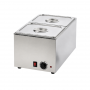 Bain-marie électrique sans robinet de vidange avec 2 bacs GN 1/2 et couvercles