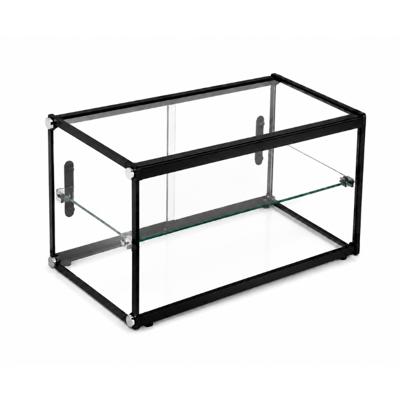 Vitrine neutre 65L noire 2 rangées portes coulissantes