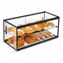Vitrine neutre 90 L noire 2 rangées portes coulissantes produits