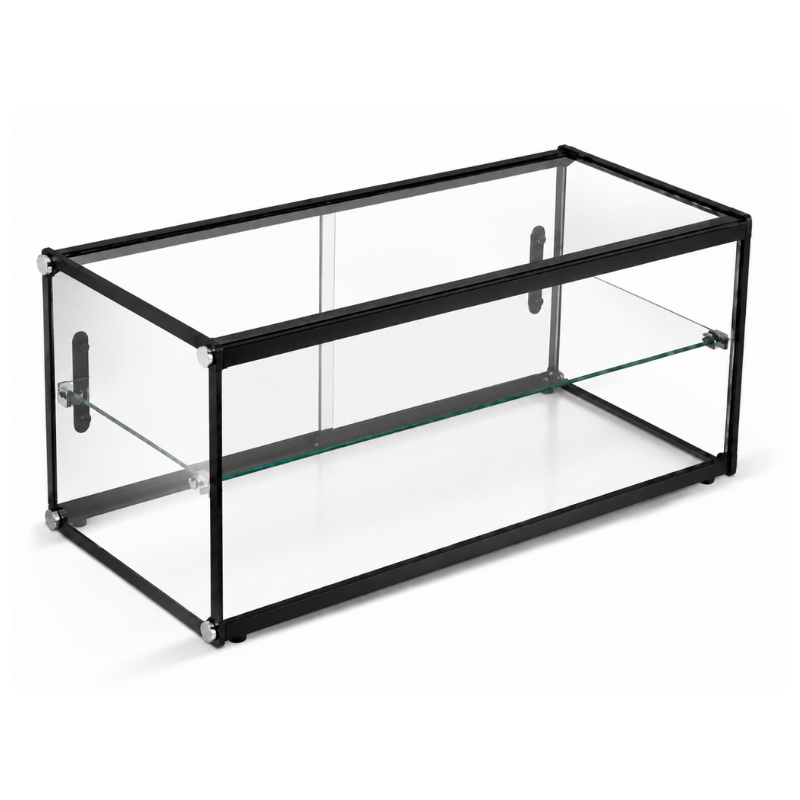 Vitrine neutre 90 L noire 2 rangées portes coulissantes