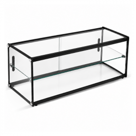 Vitrine neutre 120L noire 2 rangées portes coulissantes