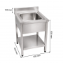Plonge 1 Bac dimensions 600 x 600 x 950 mm