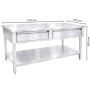 Table inox présentée avec ses principales dimensions
