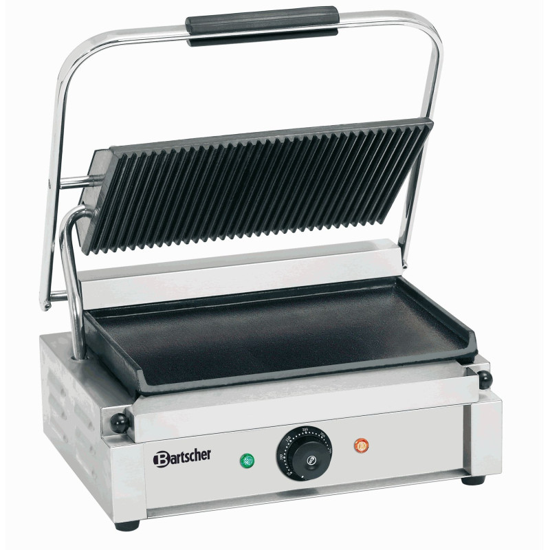 Grill contact électrique panini plaques sup rainurées int lisse