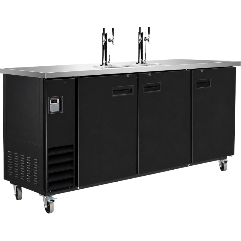 Refroidisseur à bière professionnel 2 robinets - 4 becs - 3 fûts