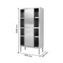 Armoire haute en inox à quatre portes coulissantes, dimensions 1000 x 500 x 2000 mm, montée sur quatre pieds réglables.