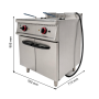Friteuse professionnelle double cuve en inox avec soubassement fermé, dimensions 700 x 715 x 905 mm.