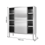 Schéma des dimensions de l’armoire inox : 1500 mm de largeur, 500 mm de profondeur et 2000 mm de hauteur.