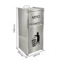 Poubelle professionnelle en inox avec trappe basculante et porte frontale, dimensions 565 × 520 × 1236 mm.