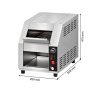 Grille-pain convoyeur professionnel en acier inoxydable, présenté de trois quarts, avec ouverture frontale, grille de cuisson, c