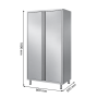 Schéma dimensionnel d'une armoire professionnelle en inox à deux portes : 800 mm de largeur, 500 mm de profondeur et 1 800 mm de