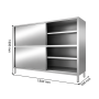 Armoire inox de 1800 mm de longueur, 500 mm de profondeur et 1800 mm de hauteur.