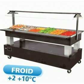 Buffet réfrigéré central mobile Salad'bar 6 bacs